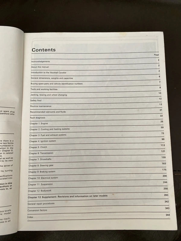 Vauxhall cavalier Haynes car manual