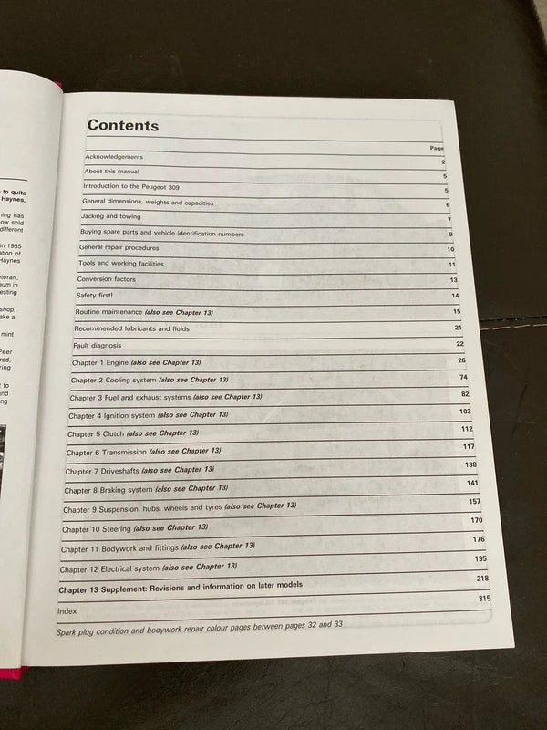 Peugeot 309 Haynes workshop manual