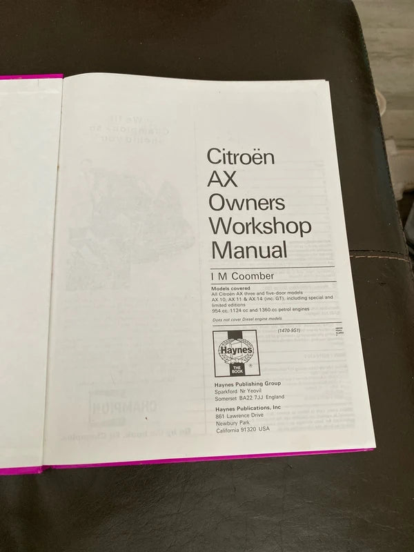 Citroen AX Haynes workshop manual