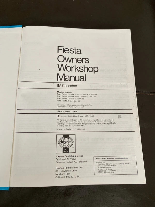 Ford fiesta Haynes workshop manual