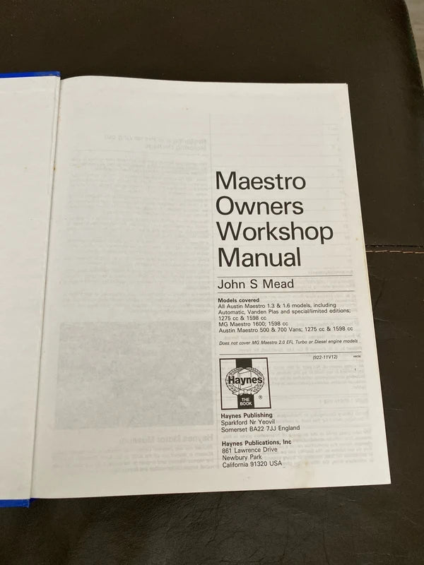 Austin maestro Haynes workshop manual