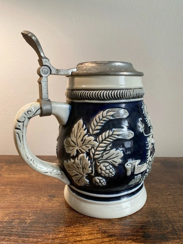 West Germany Gott Erhalt's Hopfen Und Malz Lidded Beer Stein collectible vintage