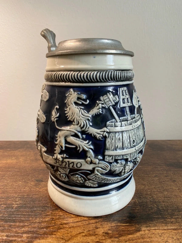 West Germany Gott Erhalt's Hopfen Und Malz Lidded Beer Stein collectible vintage