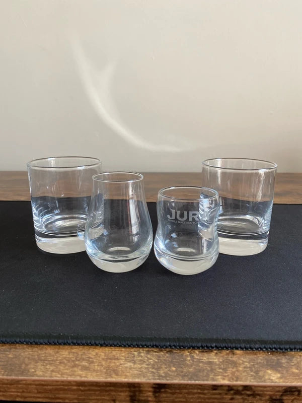 Whiskey glass combo - 2 medium 2 small one Jura branded