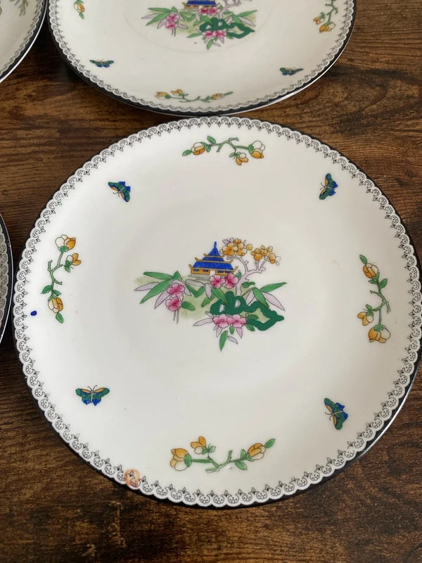 Rare early Royal Doulton pagoda plates x4