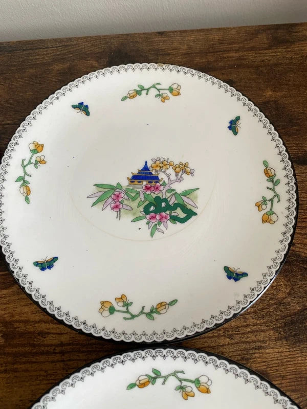 Rare early Royal Doulton pagoda plates x4
