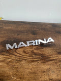 Morris Marina boot lid badge emblem logo - script letters rare