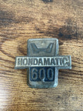 Rare Hondamatic 600 Car Badge Emblem Logo Vintage Metal