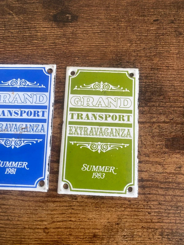 x3 Grand Transport Extravaganza plaque signs vintage automotive memorabilia