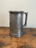 Vintage pewter tankard etched with Chinese dragon - glass base collectible