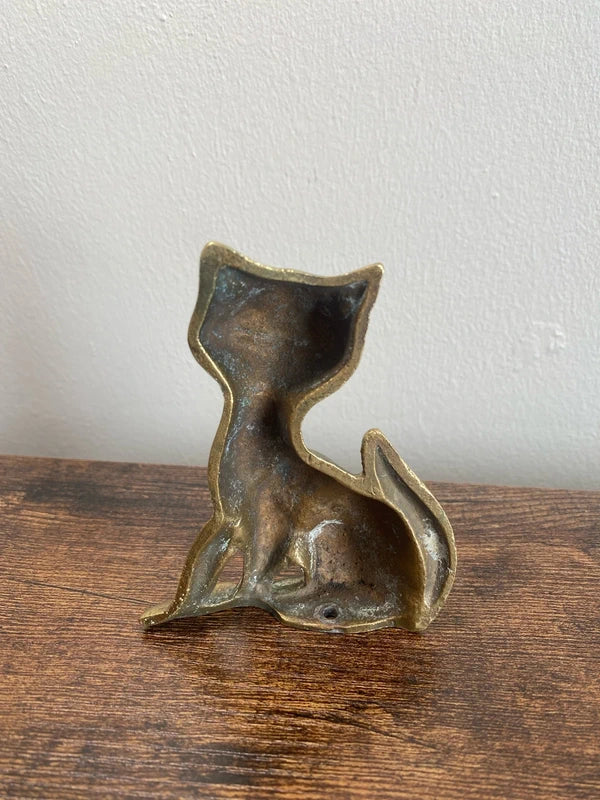 Vintage Brass Smiling Cheshire Cat - sculpture ornament display piece