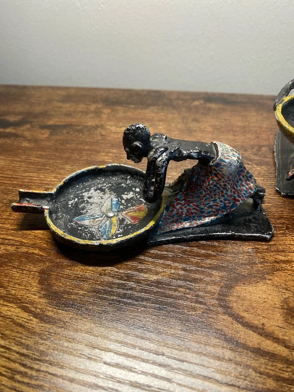 x3 vintage old African tribal metal hand painted art sculptures figurines rare