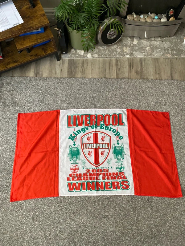 Vintage Liverpool FC champions flag 2005 Istanbul collectible rare