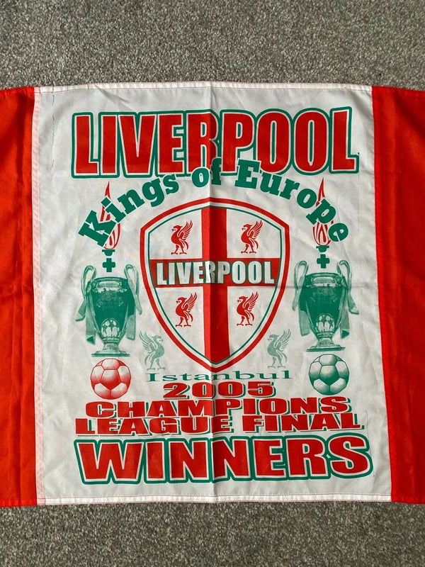 Vintage Liverpool FC champions flag 2005 Istanbul collectible rare