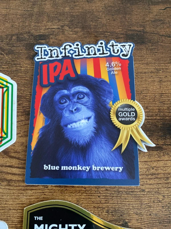 x4 bundle of brewery bar / pub clips signs for kegs collectible display