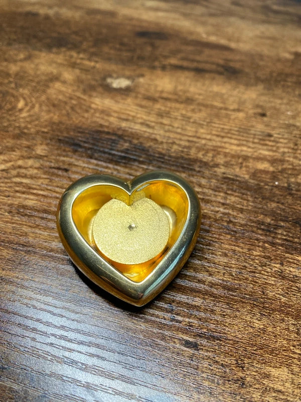 Vintage Heart shaped brass miniature quartz clock display