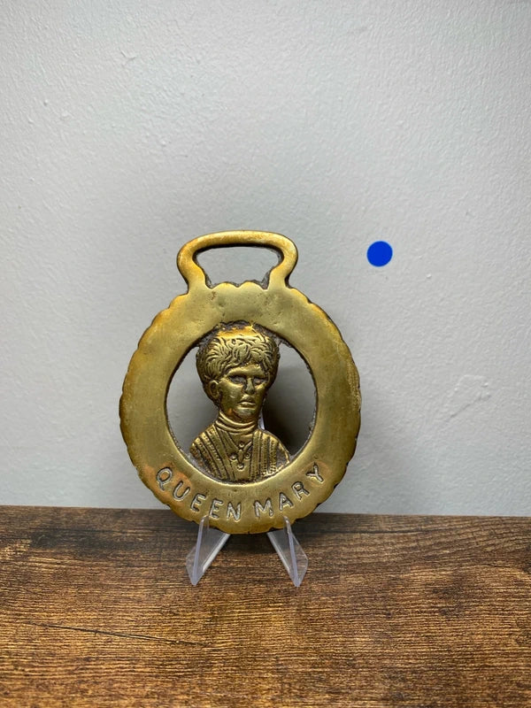 Commemorative Queen Mary Horse Brass Collectible Vintage
