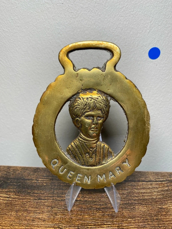 Commemorative Queen Mary Horse Brass Collectible Vintage