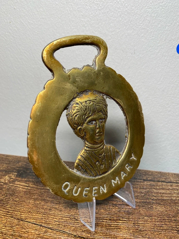 Commemorative Queen Mary Horse Brass Collectible Vintage
