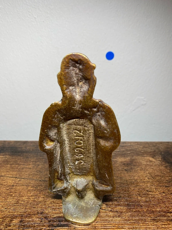 Vintage cast brass figurine 1950’s England blue gem eye