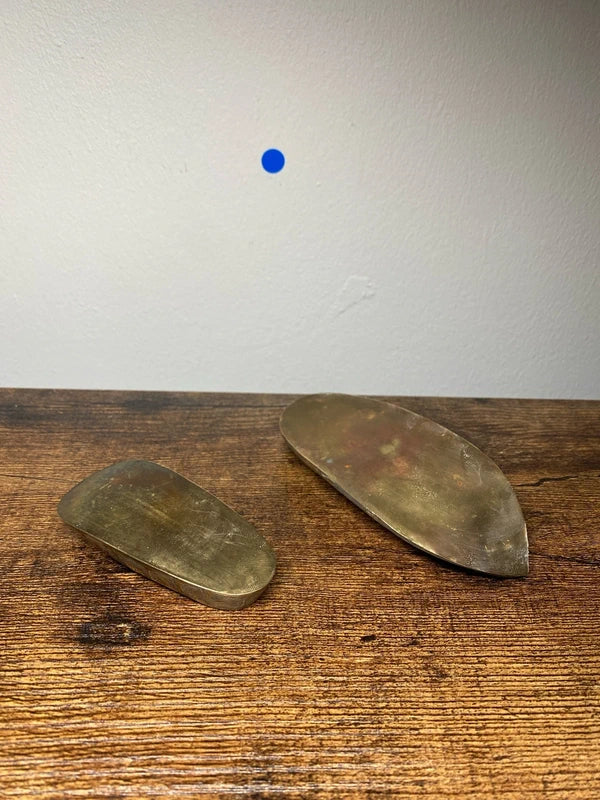 x2 bundle of small brass ashtray shoe ornaments etched floral