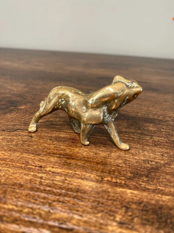 Antique vintage solid brass tiger / panther / leopard ?