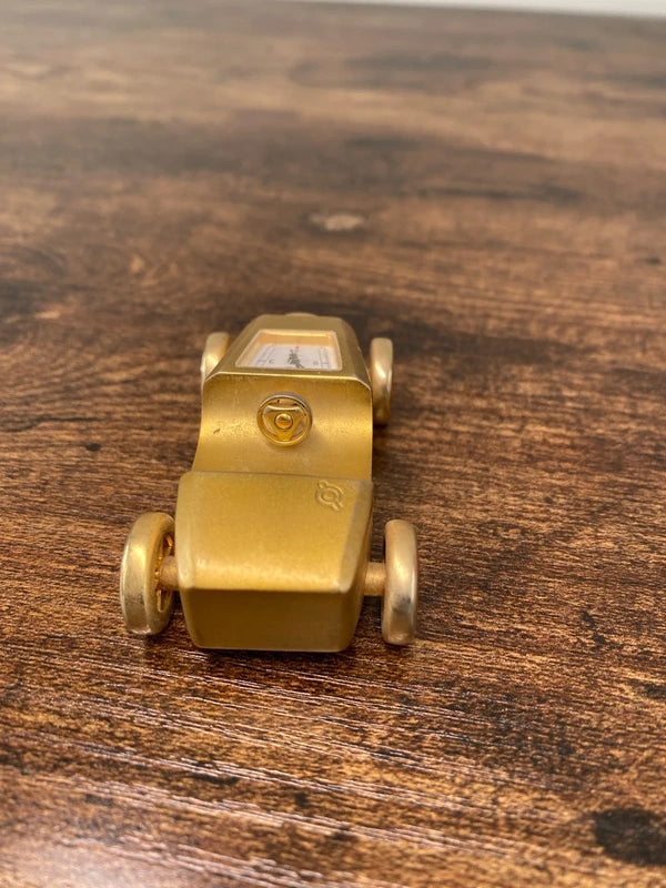 Miniature vintage brass Quartz clock sports car collectible display working