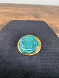 Vintage Ceramic Pin Painted Malachite & Gold Green colours
