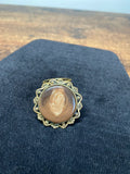 Vintage Scarf Clip with A Unique Rocklike Cabochon In a Gold Tone