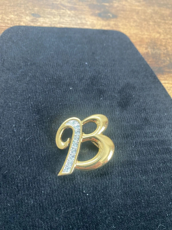 Vintage brooch “ letter B “ gold and silver tone jewellery