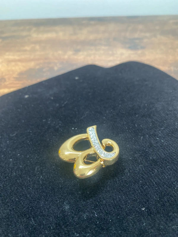 Vintage brooch “ letter B “ gold and silver tone jewellery