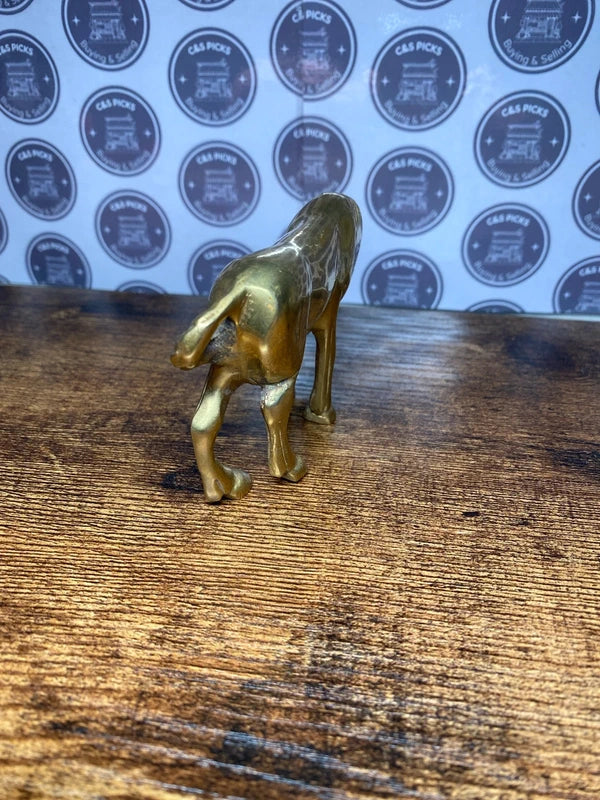 Vintage Solid Brass Grazing Horse Figurine Animal Brass