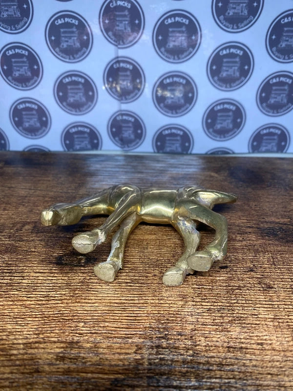 Vintage Solid Brass Grazing Horse Figurine Animal Brass