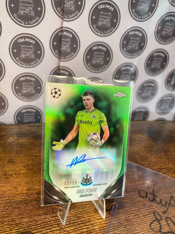 Nick Pope numbered /99 auto Newcastle United topps chrome champions league