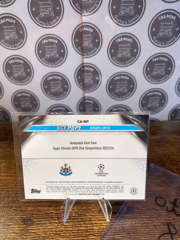 Nick Pope numbered /99 auto Newcastle United topps chrome champions league