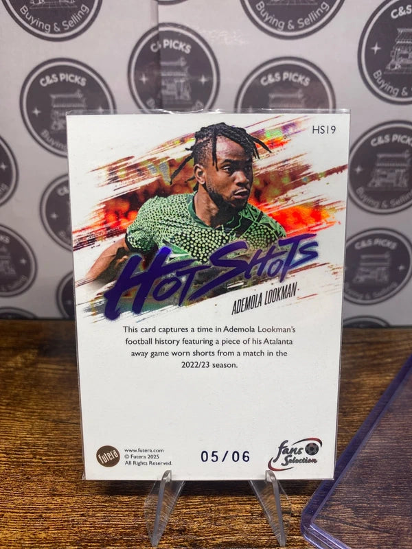 Ademola Lookman Futera Hot Shots Match-Worn numbered /6 Atalanta patch relic