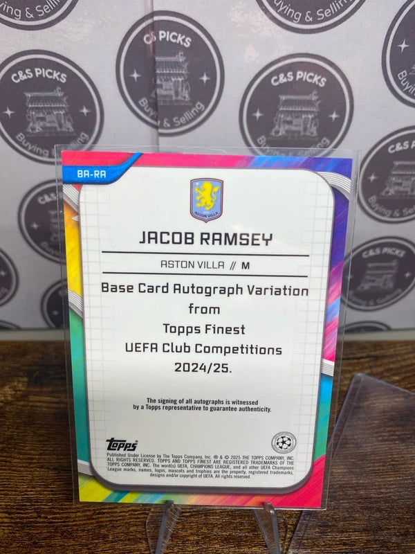 Topps Finest Jacob Ramsey refractor auto Aston Villa Champions League 2024/25