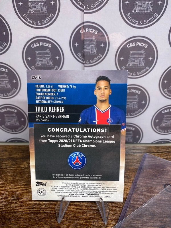 Thilo Kehrer PSG Topps Stadium Club UEFA Champions League 2020/2021 Auto