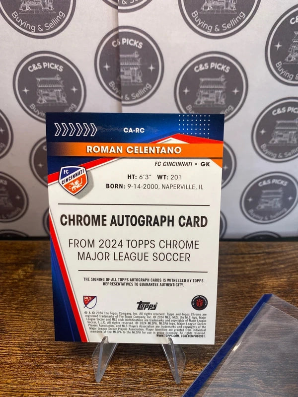 Topps Chrome MLS 2024 No. CA-RC Roman Celentano Auto Refractor
