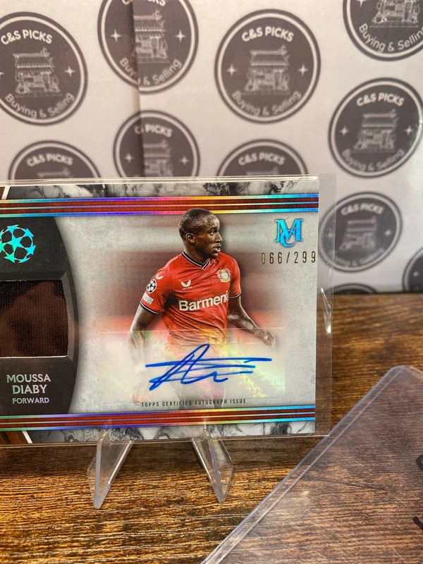 2022-23 Topps Museum UCL /299 Moussa Diaby Patch Auto Aston Villa Leverkusen