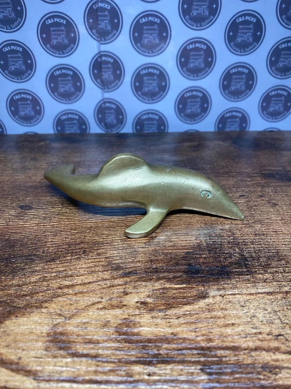 Vintage solid brass dolphin sculpture figurine collectible home decor