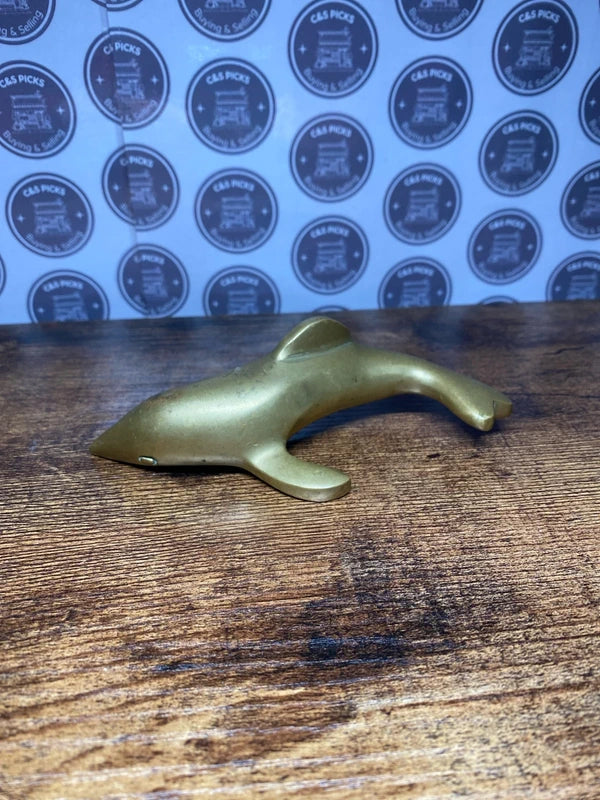 Vintage solid brass dolphin sculpture figurine collectible home decor