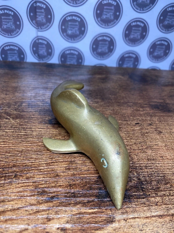 Vintage solid brass dolphin sculpture figurine collectible home decor