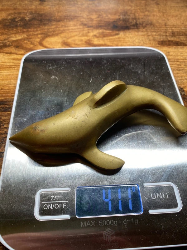 Vintage solid brass dolphin sculpture figurine collectible home decor
