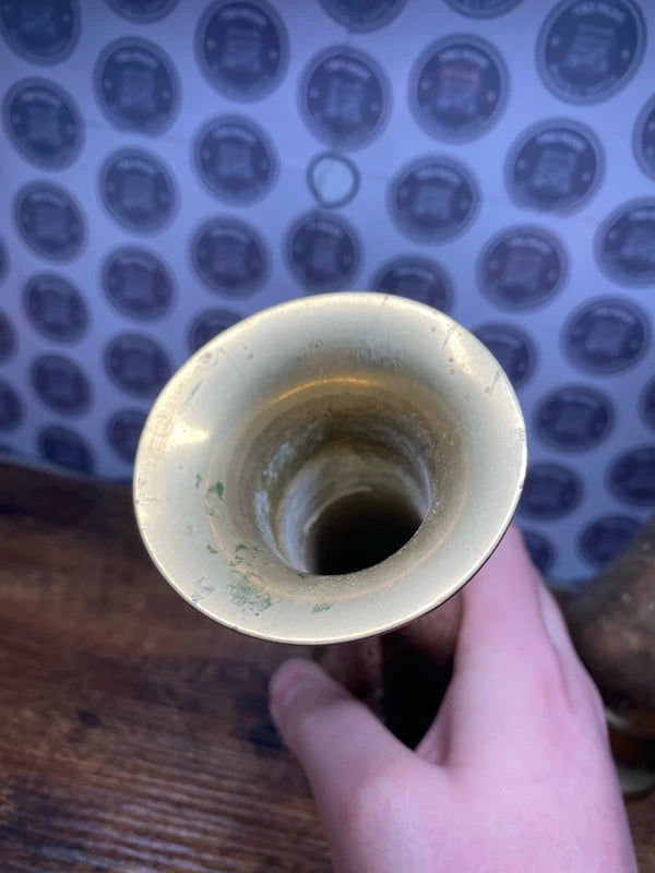 Set of vintage brass vases etched decorative antique decor