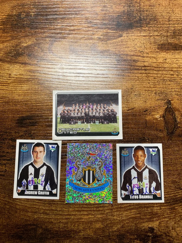 Merlin Newcastle United sticker card bundle foil badge auto collectible