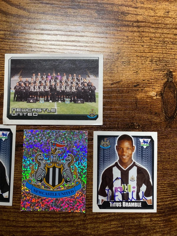 Merlin Newcastle United sticker card bundle foil badge auto collectible