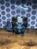 Gothic Occult Black Cat Cup Tankard Skull Horned Cat Witchy Fantasy Mug 11cm