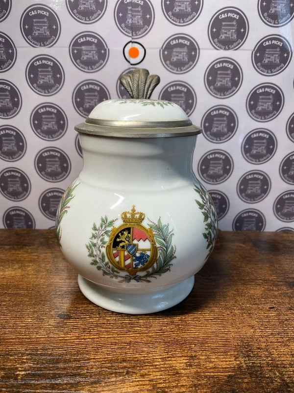 Royal Tettau Beer Stien & Lid, Original-Modell Alt-Tettau, Pewter Mount, Germany