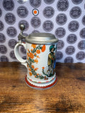 Vintage collectible Milk Glass Lidded Beer Stein Germany Floral Design